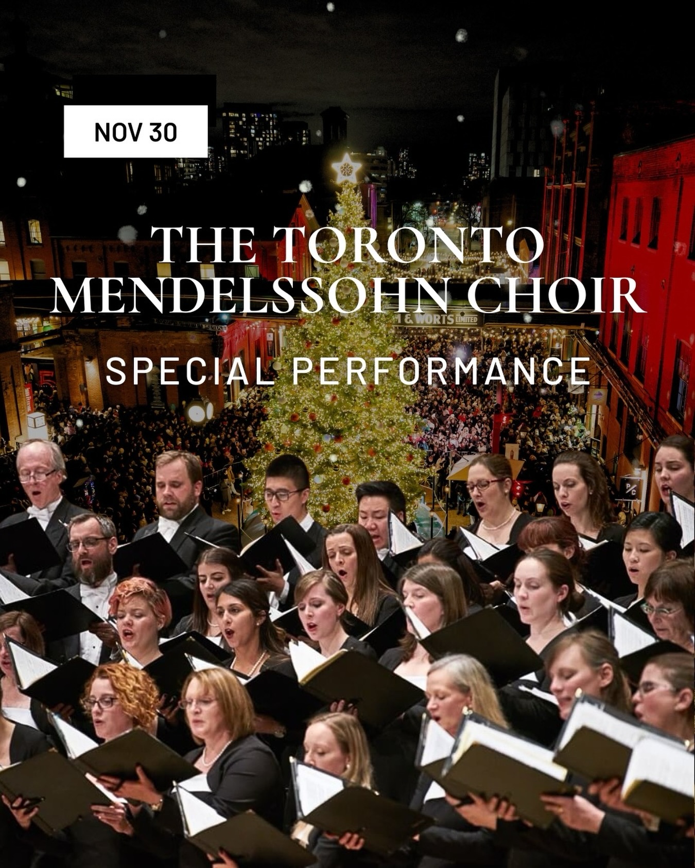 Experience the magic of Canada’s largest and oldest choir at The Distillery Winter Village! 🎄✨
⠀⠀⠀⠀⠀⠀⠀⠀⠀
This Sunday, November 30th, we’re thrilled to welcome the Toronto Mendelssohn Choir (@tmchoir) for two back-to-back performances of their cherished Festival of Carols. 
⠀⠀⠀⠀⠀⠀⠀⠀⠀
The JUNO-winning and GRAMMY-nominated ensemble brings breathtaking harmonies, traditional carols, and festive works to life under the twinkling lights.
⠀⠀⠀⠀⠀⠀⠀⠀⠀
Special performance details below ↴
⠀⠀⠀⠀⠀⠀⠀⠀⠀
🎶 Festival of Carols with The Toronto Mendelssohn Choir
📆 Sunday, November 30th ⏐ 7 pm and 8 pm
🆓 Free to attend with entry to The Distillery Winter Village
⠀⠀⠀⠀⠀⠀⠀⠀⠀
Please note:
👉 Entry is free before 4 pm.
👉 After 4 pm, tickets are required — plan ahead for the perfect festive evening!
⠀⠀⠀⠀⠀⠀⠀⠀⠀
Bring someone you love, save this post, and soak in an unforgettable night of choral magic. 🤗