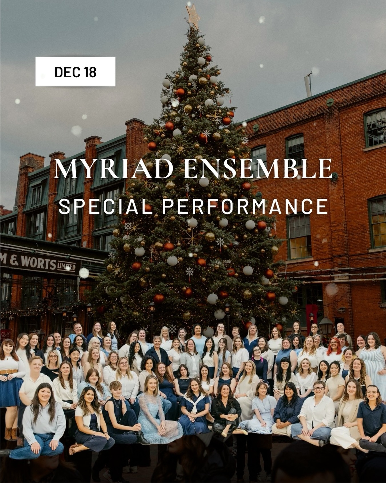 ‘Gather around the #DistilleryWinterVillage Christmas tree for an enchanting evening with the extraordinary Myriad Ensemble (@myriad.ensemble)! ✨
⠀⠀⠀⠀⠀⠀⠀⠀⠀
On Thursday, December 18th, join us for a special performance by The Myriad Ensemble — a powerhouse, all-female choir of over 40 vocalists — as they light up the season with heartwarming holiday harmonies in the heart of The Distillery. 🎶🎄
⠀⠀⠀⠀⠀⠀⠀⠀⠀
Based in Burlington, Ontario, @myriad.ensemble has earned international recognition for their breathtaking harmonies, creative performances, and commitment to spotlighting works by female composers. From taking top honours at the World Choir Festival to captivating audiences at Canada’s prestigious PODIUM conference, this choir’s artistry is truly unmatched!
⠀⠀⠀⠀⠀⠀⠀⠀⠀
Don’t miss this magical evening filled with twinkling lights, festive charm, and the sounds of the season! Check out the details below ⤵️⤵️
⠀⠀⠀⠀⠀⠀⠀⠀⠀
Christmas Classics with Myriad Ensemble
🗓 Thursday, December 18th | 7 PM – 9 PM
📍 The Distillery Winter Village
🎟 This two-hour performance is free to attend with admission to the #DistilleryWinterVillage – perfect for sharing the magic of the holidays with loved ones!
⠀⠀⠀⠀⠀⠀⠀⠀⠀
Please note:
👉 Entry to the Distillery Winter Village is free before 4 pm.
👉 After 4 pm, tickets are required for entry. Be sure to plan ahead to enjoy this magical evening!
⠀⠀⠀⠀⠀⠀⠀⠀⠀
Save this post or send it to a friend to plan the perfect festive evening! 🤎🎄
⠀⠀⠀⠀⠀⠀⠀⠀⠀
#MyriadEnsemble #TorontoEvents